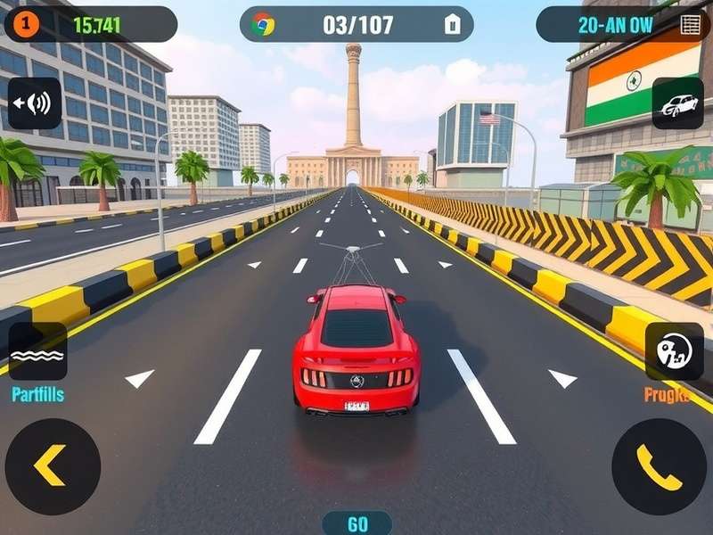 Nimble Navigator Sprint gameplay screenshot showing Indian city racetrack